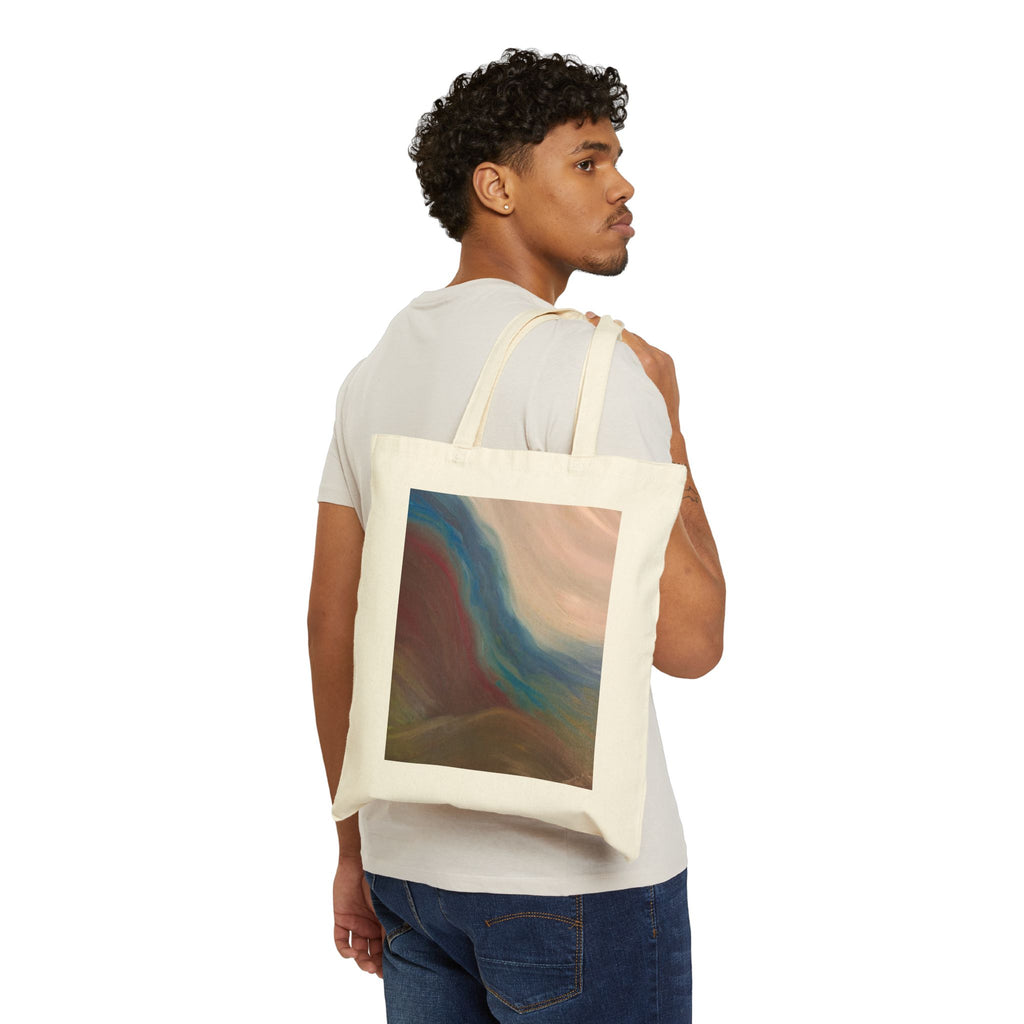 Abstract Beach Wave Canvas Tote — Earthy Sunset Art Tote Bag