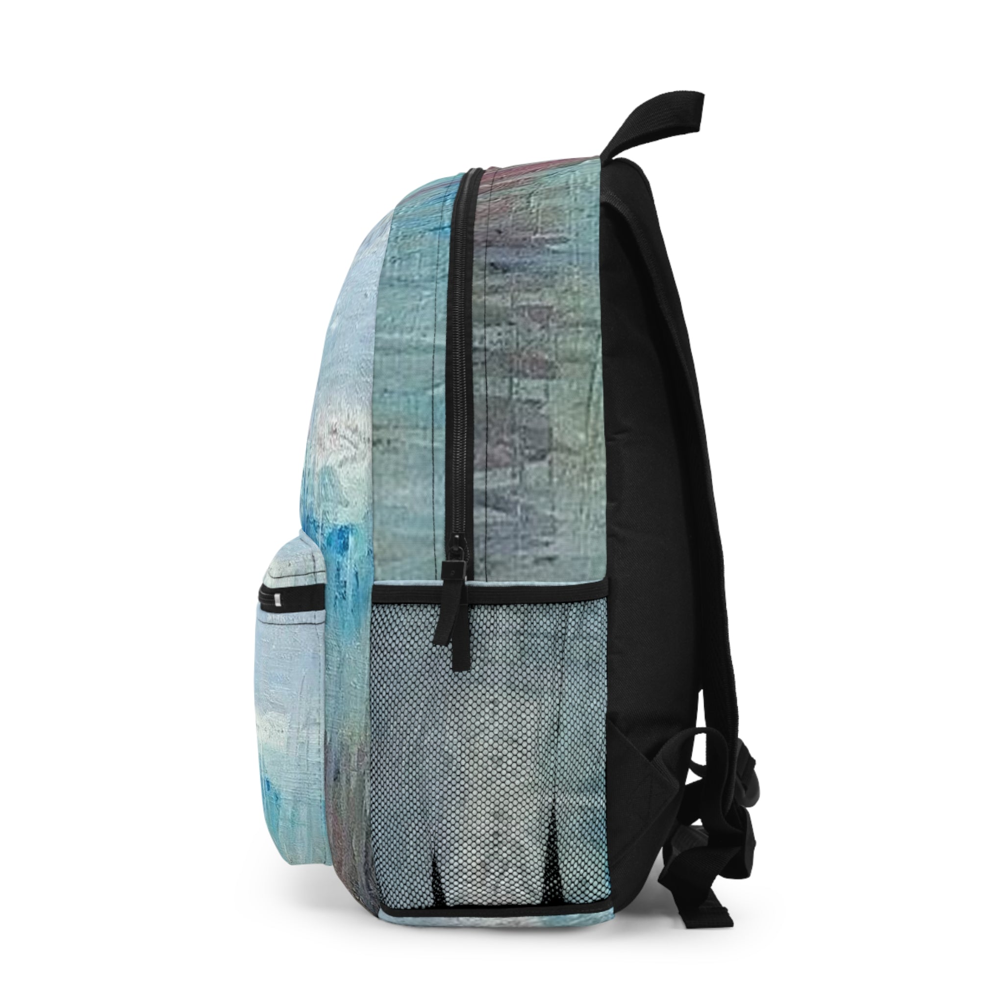 Abstract Ocean Blues Backpack — Pastel Seascape Print School & Travel Bag