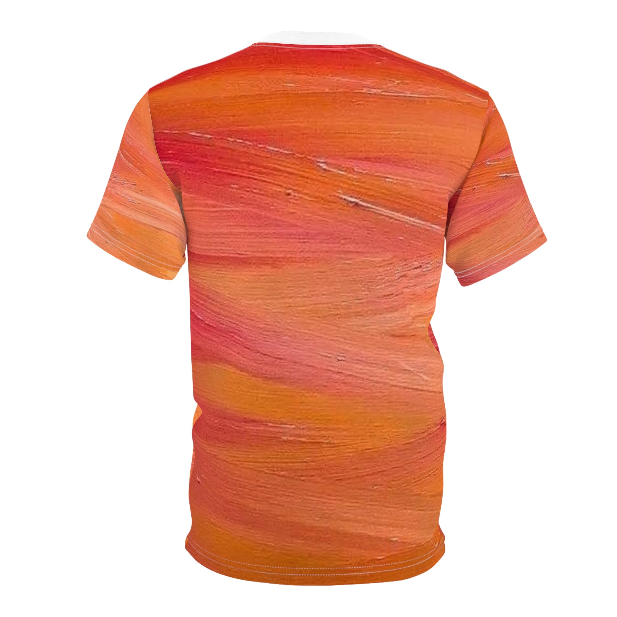 Abstract Orange Brushstroke Tee — All-Over Print Artistic T-Shirt