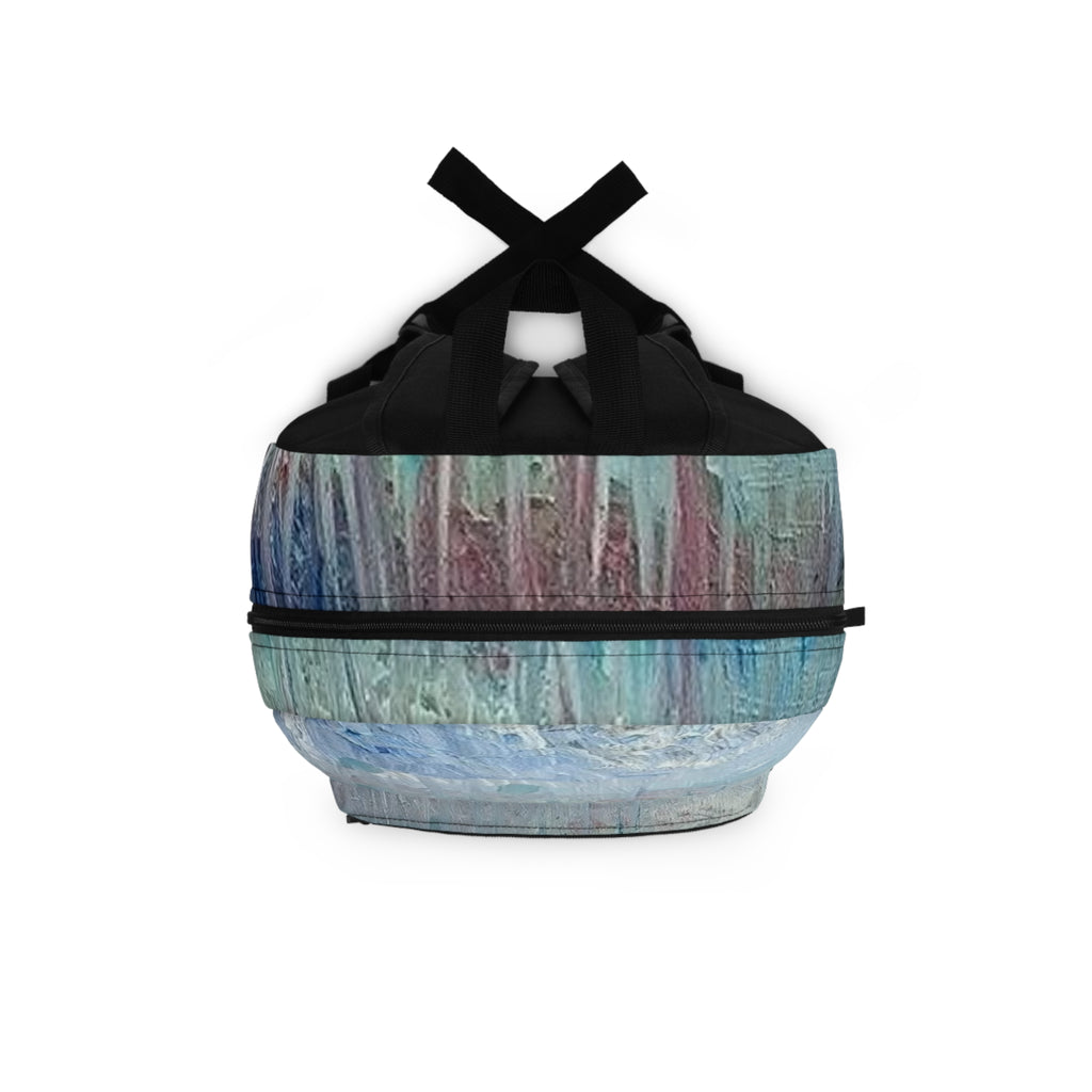Abstract Ocean Blues Backpack — Pastel Seascape Print School & Travel Bag