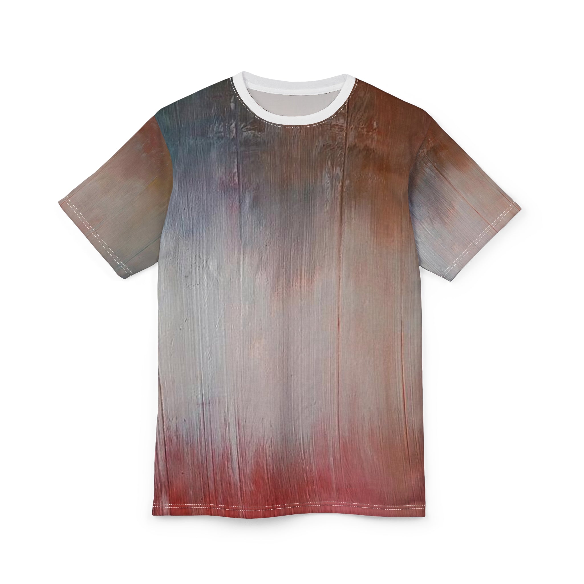 Abstract Ombre Art Tee — Rustic Red & Slate All-Over Print T-Shirt
