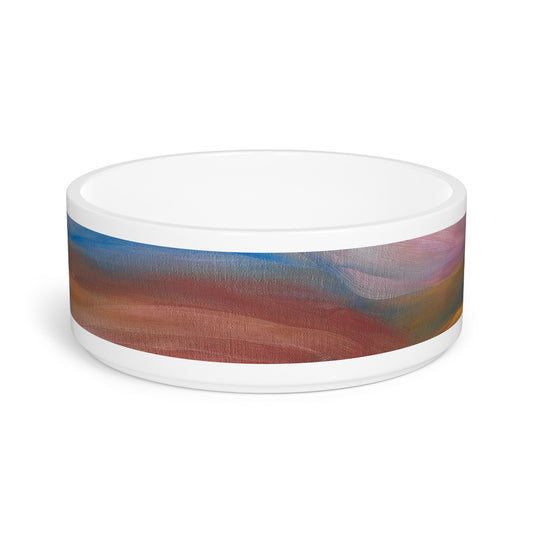 Abstract Sunset Pet Bowl — Ceramic Dog & Cat Food Water Dish