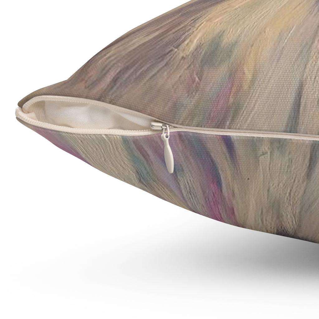 Abstract Floral Burst Square Pillow — Pastel Boho Decorative Throw Cushion