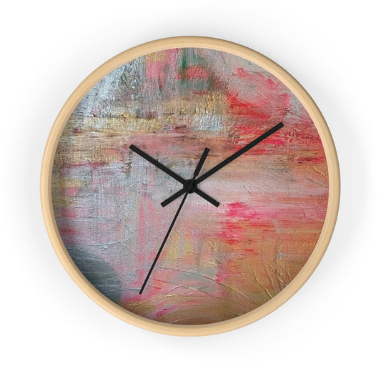 Abstract Pink & Gold Wall Clock — Modern Artistic Home Decor
