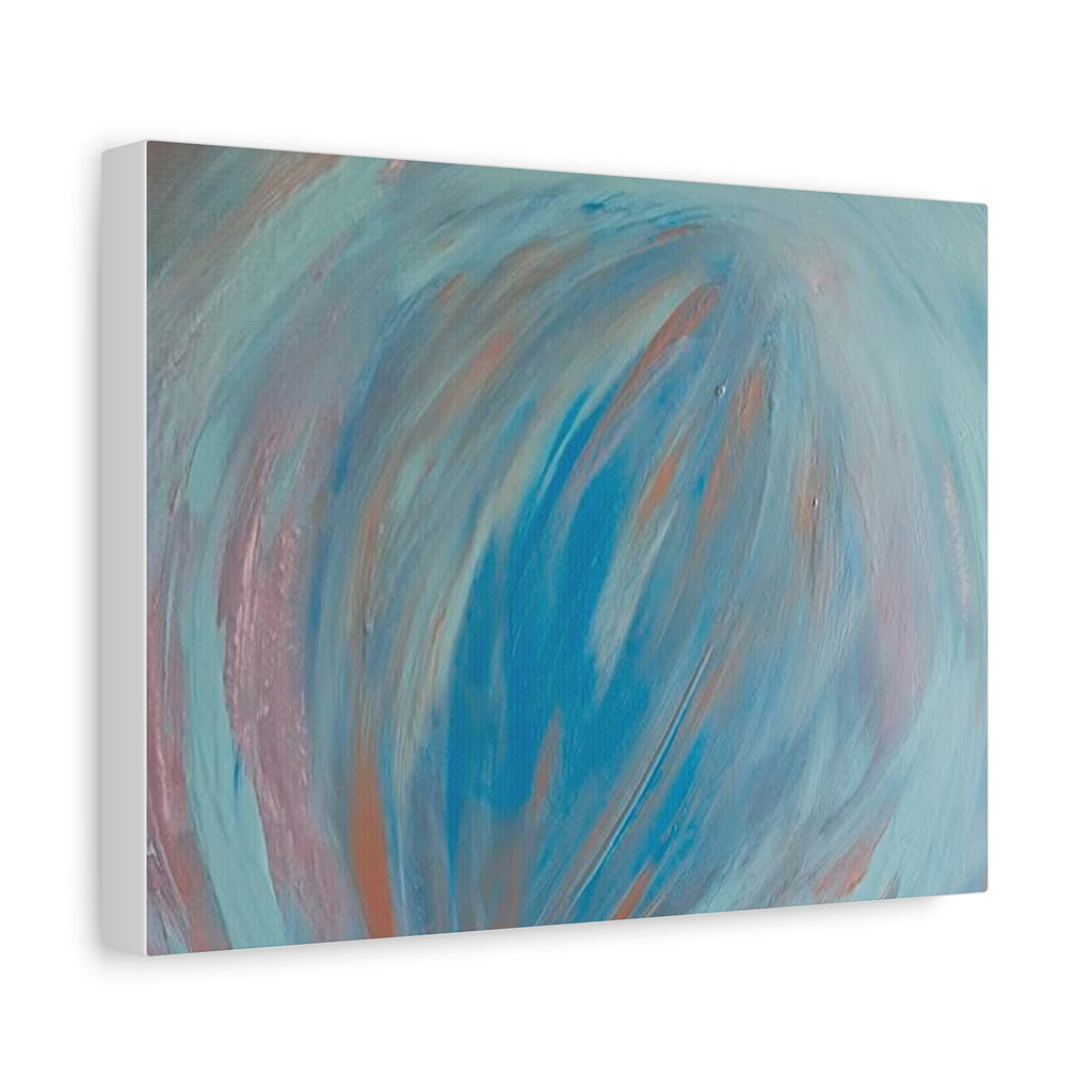 Abstract Ocean Wave Matte Canvas Wall Art — Blue & Coral Stretched 1.25"