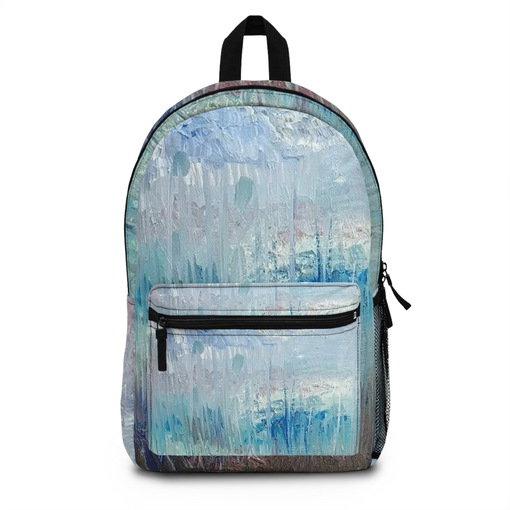 Abstract Ocean Blues Backpack — Pastel Seascape Print School & Travel Bag