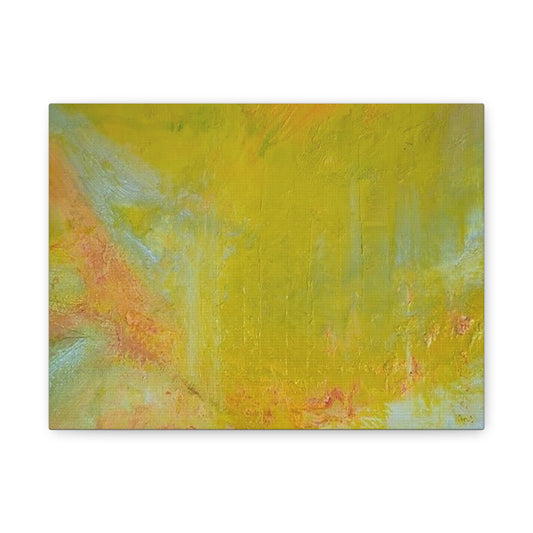Abstract Sunshine Canvas – Yellow Green Modern Wall Art, Matte Stretched Canvas
