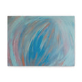Abstract Ocean Wave Matte Canvas Wall Art — Blue & Coral Stretched 1.25"