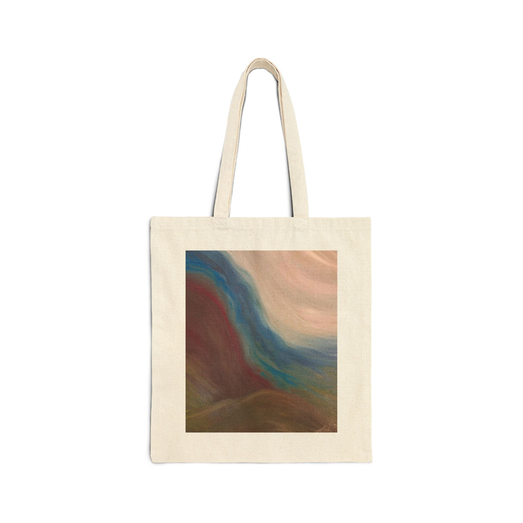 Abstract Beach Wave Canvas Tote — Earthy Sunset Art Tote Bag