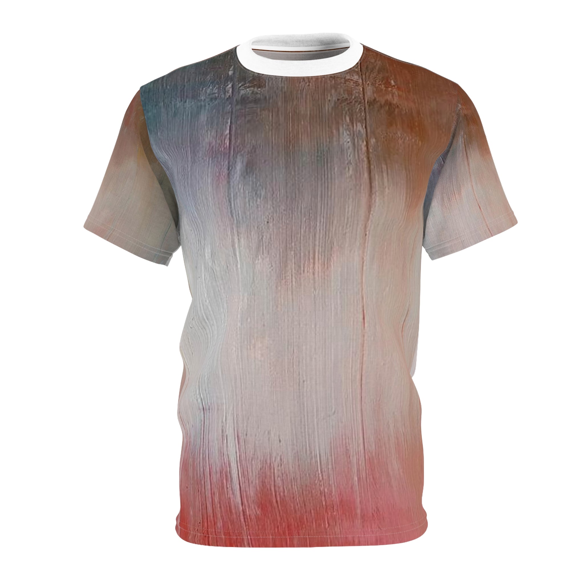 Abstract Ombre Art Tee — Rustic Red & Slate All-Over Print T-Shirt