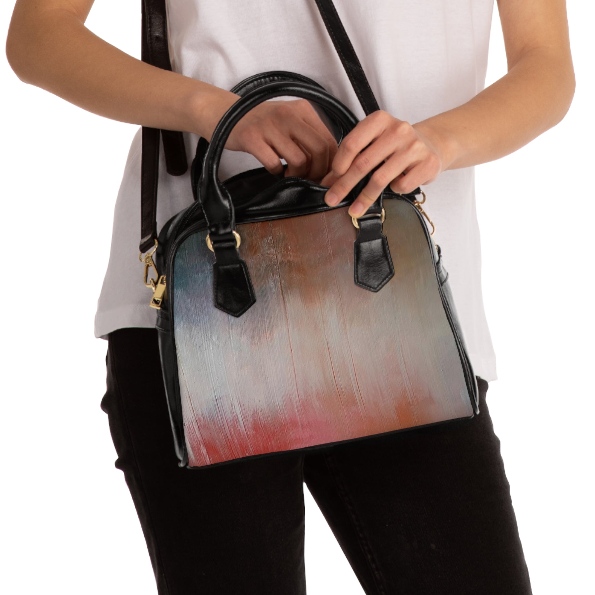 Abstract Ombre Shoulder Handbag — Gradient Leather Tote for Everyday Chic