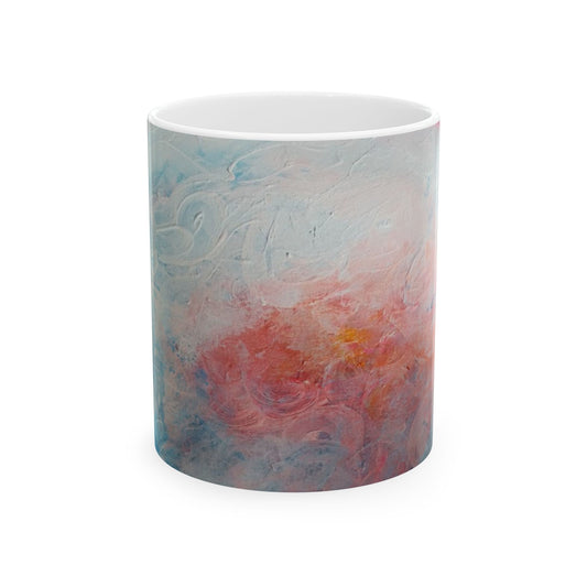 Pastel Smoke Ceramic Mug — Pink & Blue Abstract Art Coffee Cup (11oz, 15oz)
