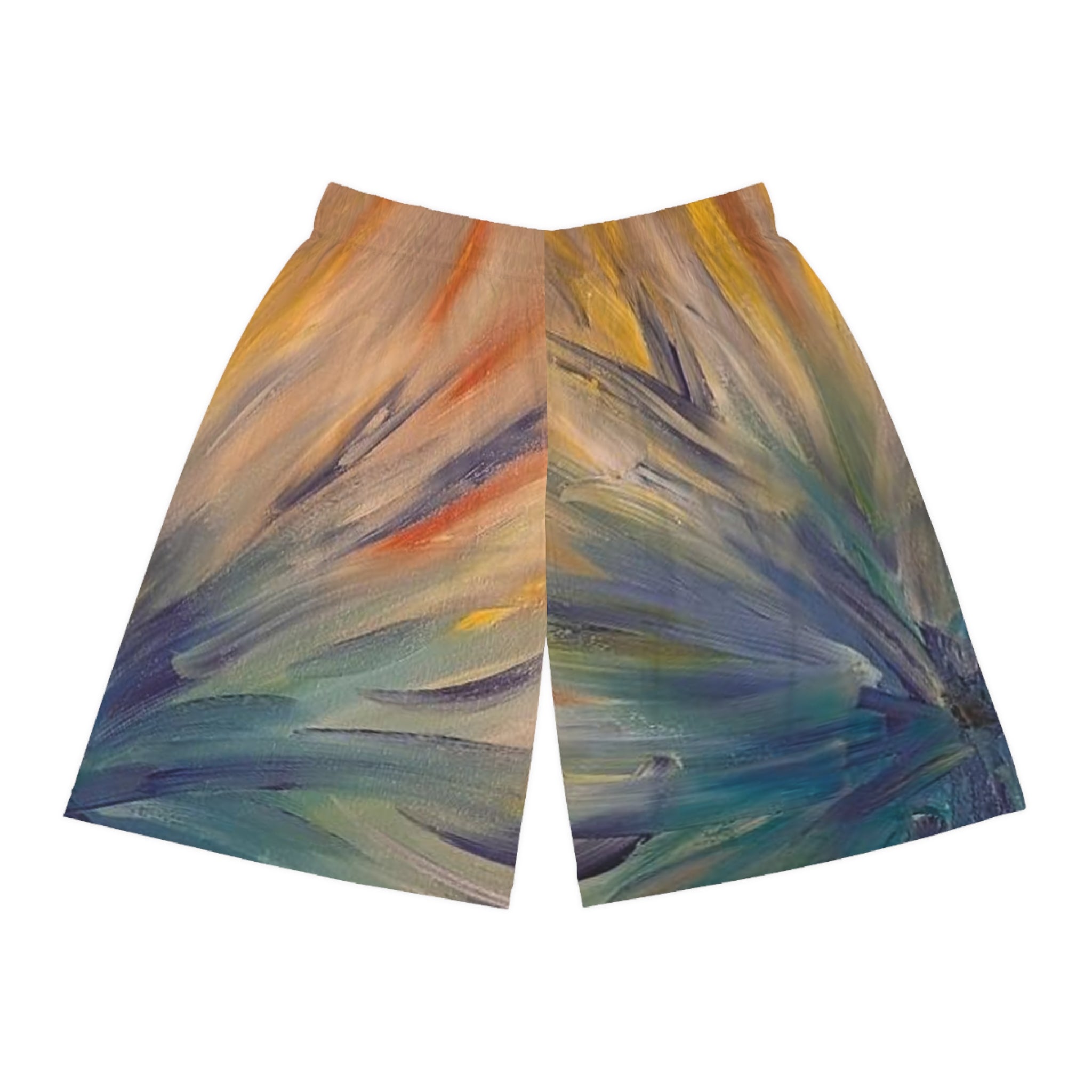 Abstract Oceanic Basketball Shorts – Colorful Swirl AOP Athletic Shorts